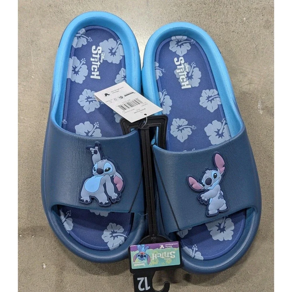 Disney's Lilo & Stich - Men’s Size‎ 12 Stitch Beach Blue Ombre Slide Sandals NWT